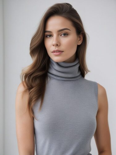 Magnificent Woman in Grey Turtleneck