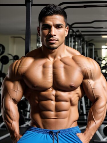Muscular Hispanic Man in Gym
