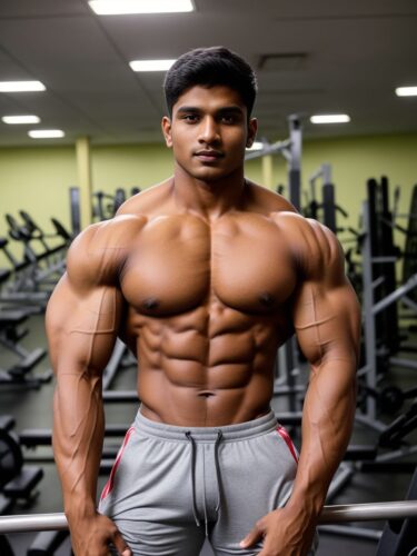 South Asian Bodybuilder in Gym