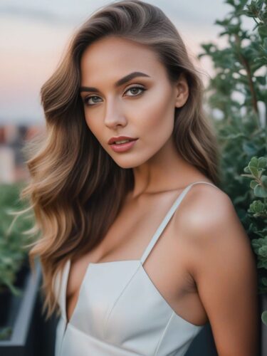A Stunning Instagram Model in a Chic Rooftop Garden