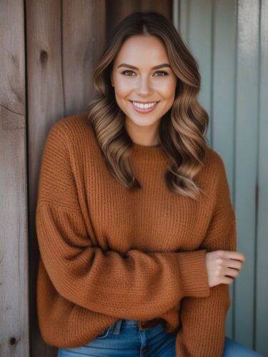 Sweet Instagram Model in Comfy Sweater