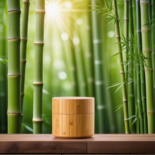 Bamboo Pedestal in Lush Green Forest