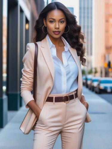 Radiant Instagram Model in Chic Business Outfit