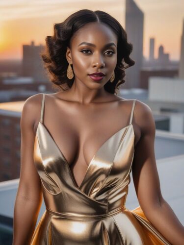 Stunning Black Heritage: An Instagram Model in a Golden Gown
