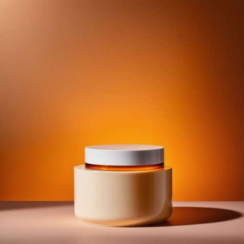 Classic Cream Pedestal with Warm Amber Lighting