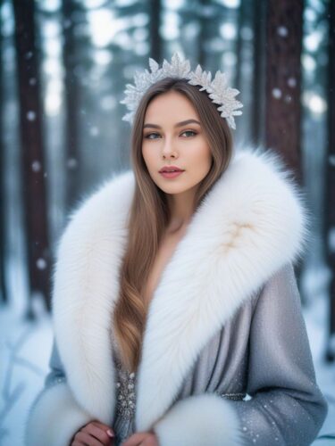 Siberian Instagram Model in Enchanted Winter Forest