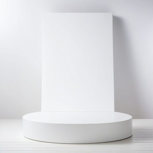 Pure White Low Podium in Studio with Soft Natural Daylight