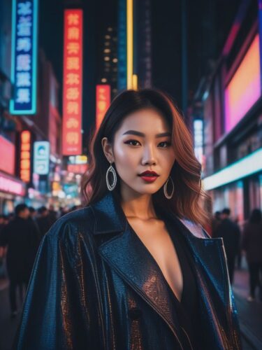 A Far Eastern Instagram Model in a Contemporary Outfit