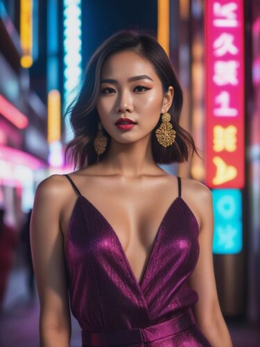 A Far Eastern Instagram Model in a Contemporary Outfit