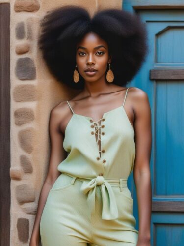 Enchanting Afro-Mediterranean Model in Summery Outfit