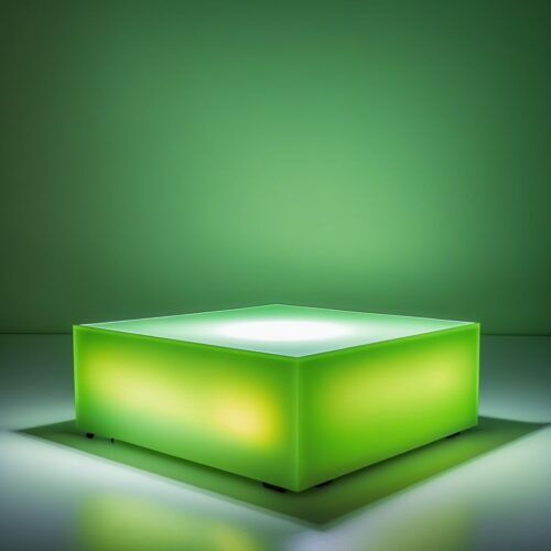 Lime Green Low Podium with Cool White Lighting