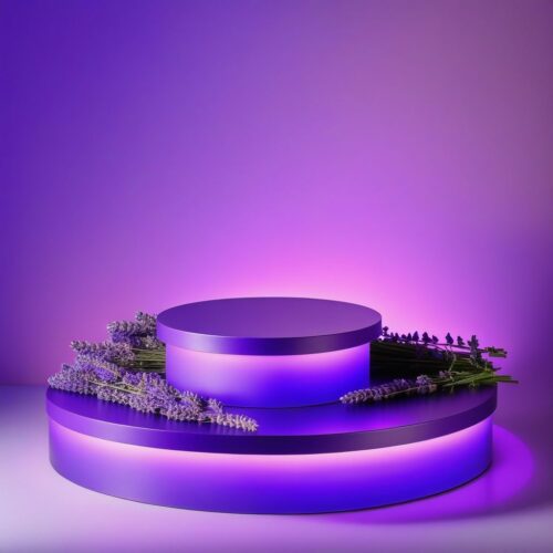 Lavender Purple Low Podium with Twilight Lighting