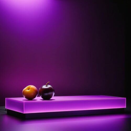 Rich Plum Low Podium with Ambient Violet Lighting