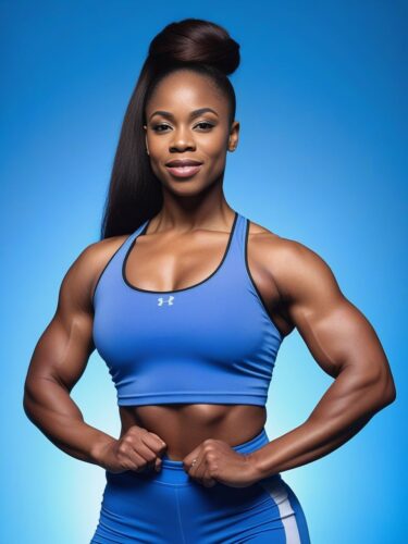 Young Black Woman Bodybuilder Posing Confidently