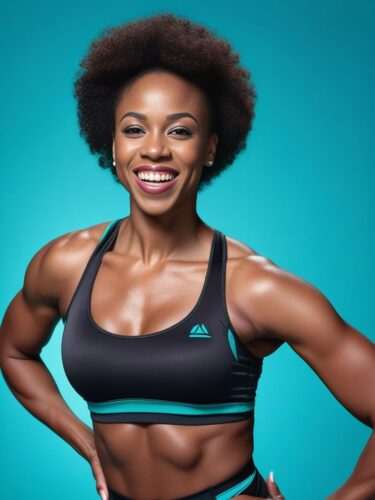 Cheerful Young Black Woman Bodybuilder