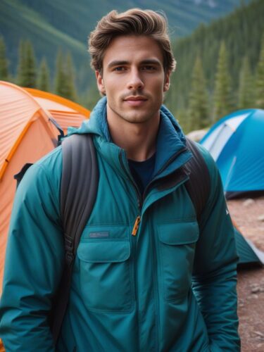Rugged Male Instagram Model in Outdoor Camping Gear