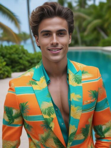 A Vibrant Young Male Instagram Model at a Tropical Resort