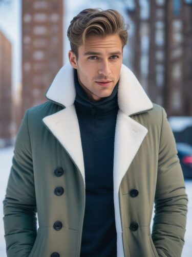 Handsome Caucasian Male Instagram Model in Winter Coat