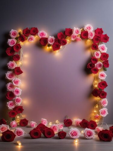 Magical Valentine’s Day Atmosphere with Fairy Lights and Roses