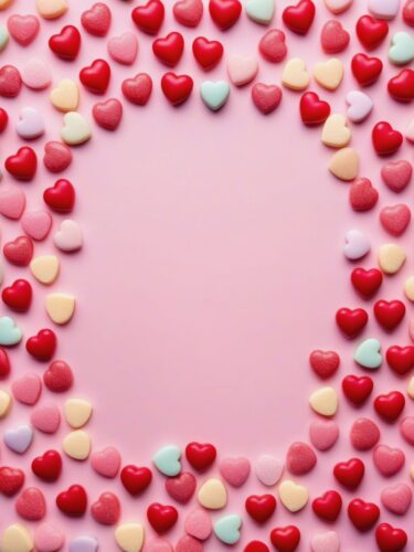 Heart-shaped Candies and Sweets in Pastel Colors