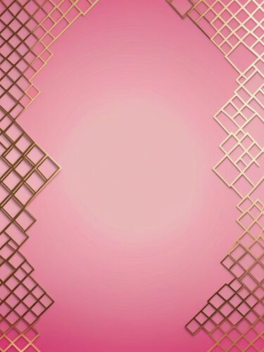 Chic and Modern Geometric Heart Patterns in Gold and Pink