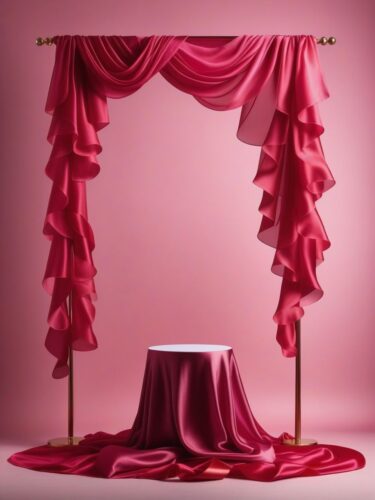 Red and Pink Silk Ribbons Backdrop