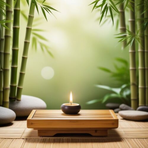 A Bamboo Pedestal in a Zen Garden