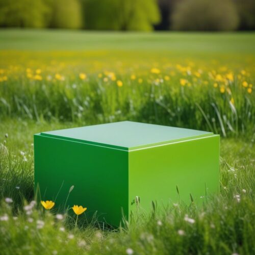 Bright Green Pedestal in Spring Meadow
