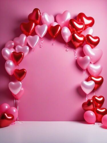 Product Photography Background with Heart-shaped Balloons