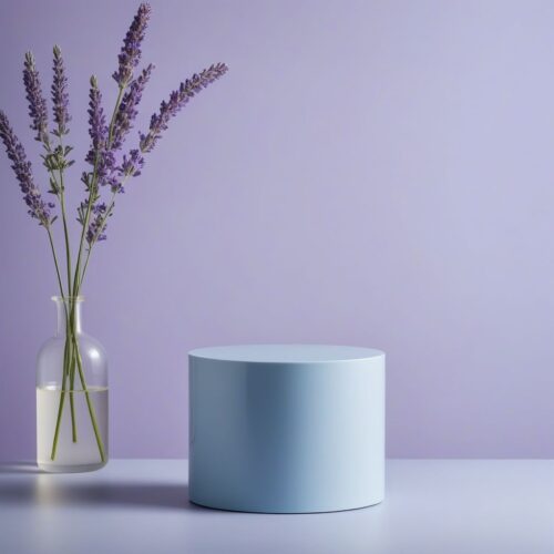 Sleek Minimalist Setting with Pastel Blue Pedestal
