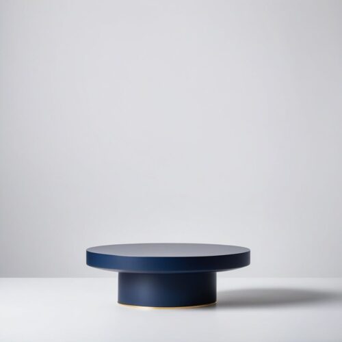 Minimalist Navy Blue Pedestal on Crisp White Background