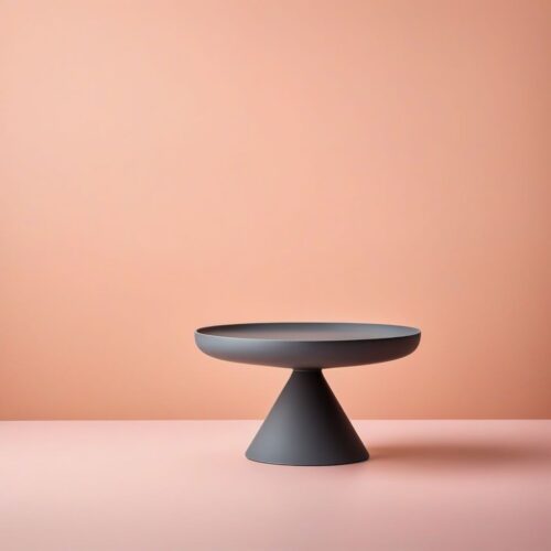Matte Charcoal Grey Pedestal on Pastel Peach Background