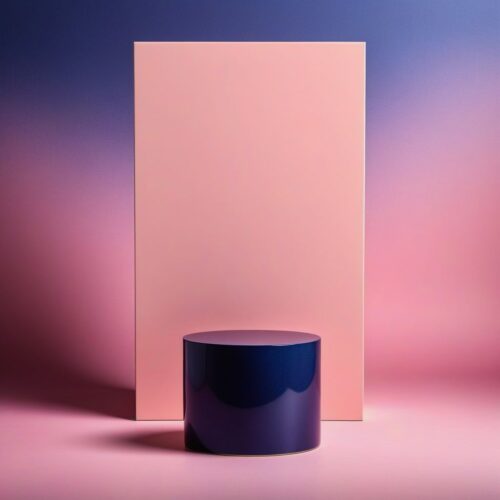 Sleek Indigo Pedestal on Matte Pink Background