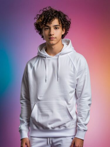 Stylish Young Man in White Hoodie