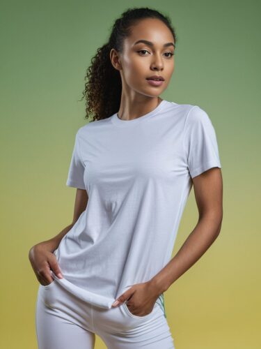 Athletic Young Woman in White Tee – Stock Photo
