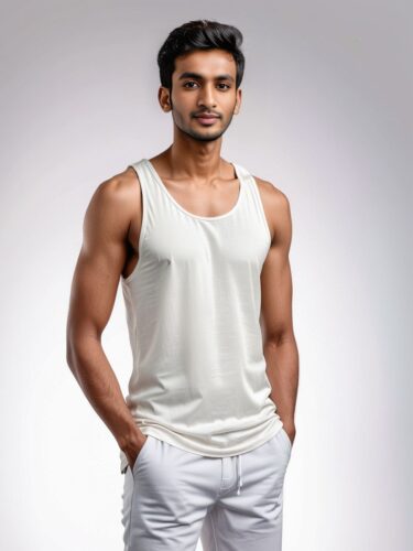 South Asian Man in White Tank Top Mockup