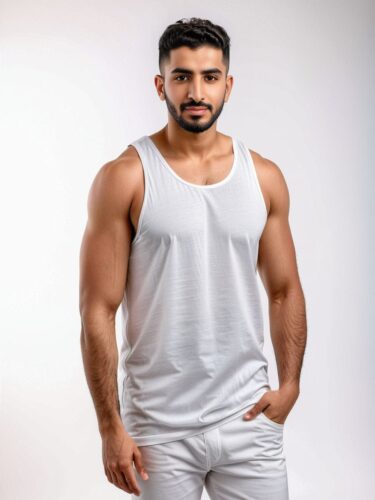 Middle Eastern Man in White Tank Top Mockup