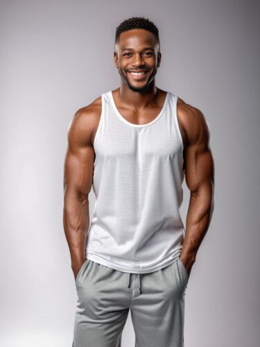 Caribbean Man in White Tank Top Mockup – Full-Body Portrait