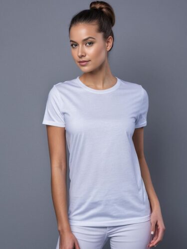 Young Woman in White T-Shirt Mockup