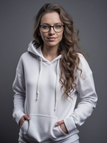 Unique Style: Woman in White Hoodie