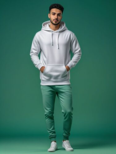 Modern White Hoodie Mockup on Young Man