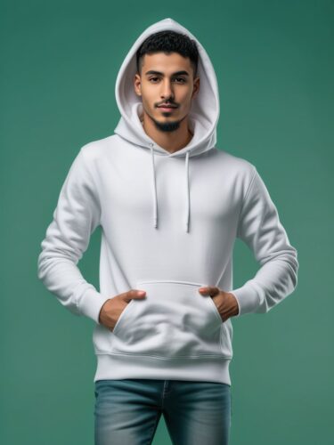 Modern Middle Eastern Man in White Hoodie Mockup