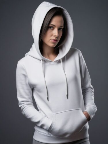 Mysterious Woman in White Hoodie