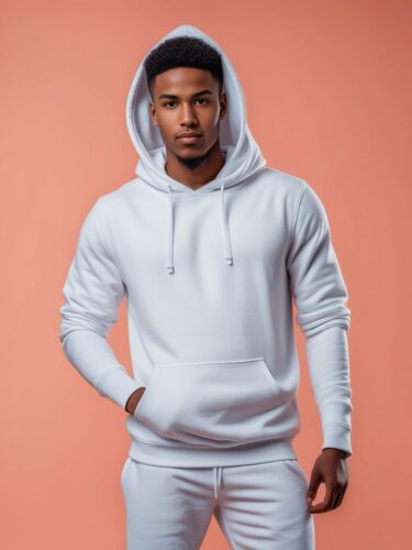 Northern African Young Man in White Hoodie Mockup