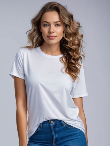 Dynamic Young Woman Shirt Model Mockup