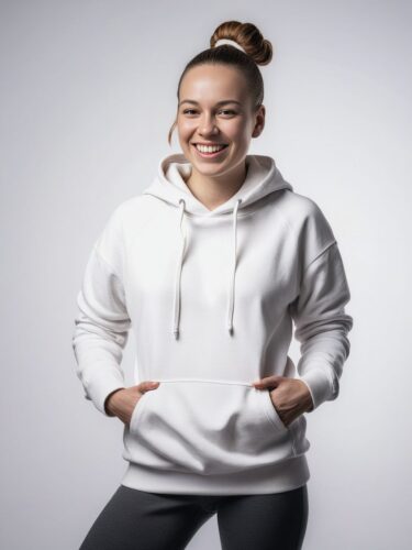 Diverse Woman in White Hoodie