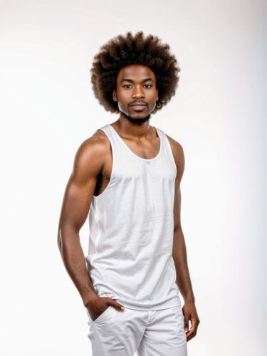 Confident African Man in Classic Afro Hairstyle – Full Body Shot