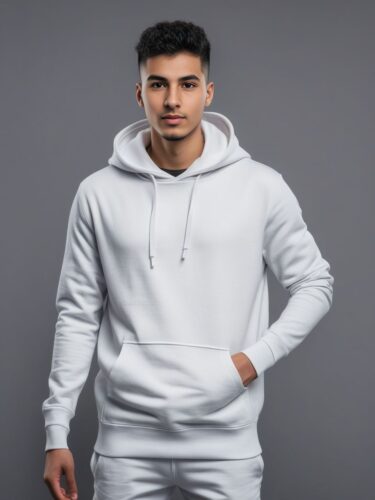 Arab Ethnicity Young Man in White Hoodie Mockup