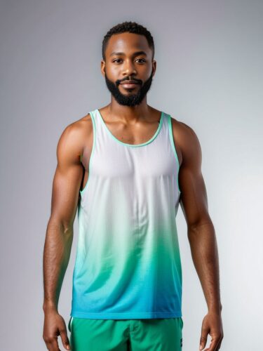 Vibrant Gradient Portrait of African American Man in White Tank Top