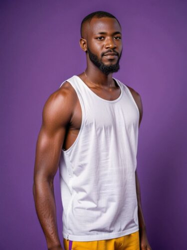 Stylish West African Man in White Tank Top Mockup